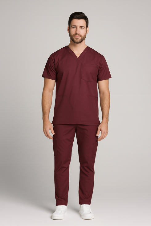Men's V-Neck Utility Scrub – Multi-Pocket